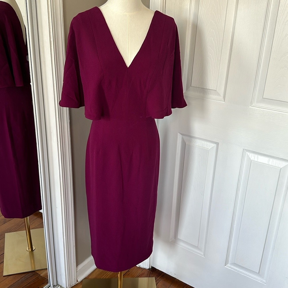 Beautiful magenta dress. Business professional with a sexy twist (back out).
